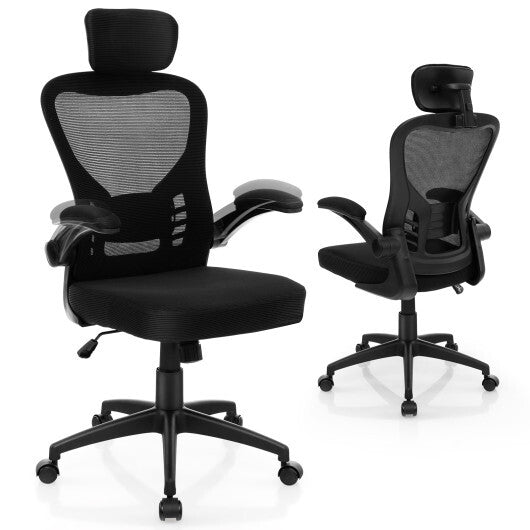 Ergonomic Mesh Office Chair with Adjustable Height for Home Office-Black