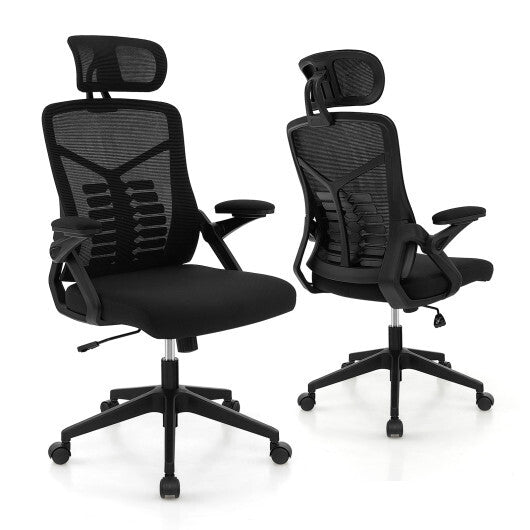 Ergonomic Mesh Office Chair with Lumbar Support and Rocking Function-Black