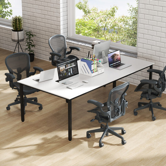 8 Feet Conference Room Table Large Meeting Table Seats up to 10 People-White - Color: White
