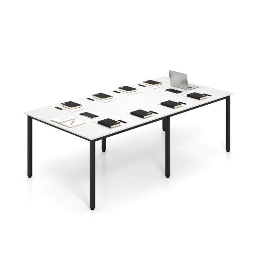 8 Feet Conference Room Table Large Meeting Table Seats up to 10 People-White - Color: White