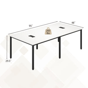 8 Feet Conference Room Table Large Meeting Table Seats up to 10 People-White - Color: White