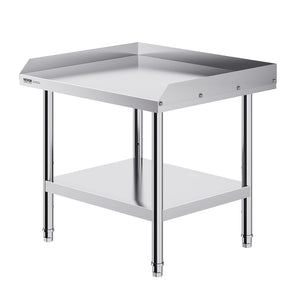 Stainless Steel Work Table, 24 x 28 x 26 Inch Commercial Food Prep Worktable, 3-Sided Backsplash Heavy Duty Prep Worktable, Metal Work Table with Adjustable Height for Restaurant Home Hotel
