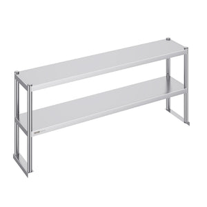 Double Overshelf, Double Tier Stainless Steel Overshelf, 12 x 60 Inch Double Deck Overshelf, Height Adjustable Overshelf Prep Work Table for Kitchen, Restaurant and Workshop