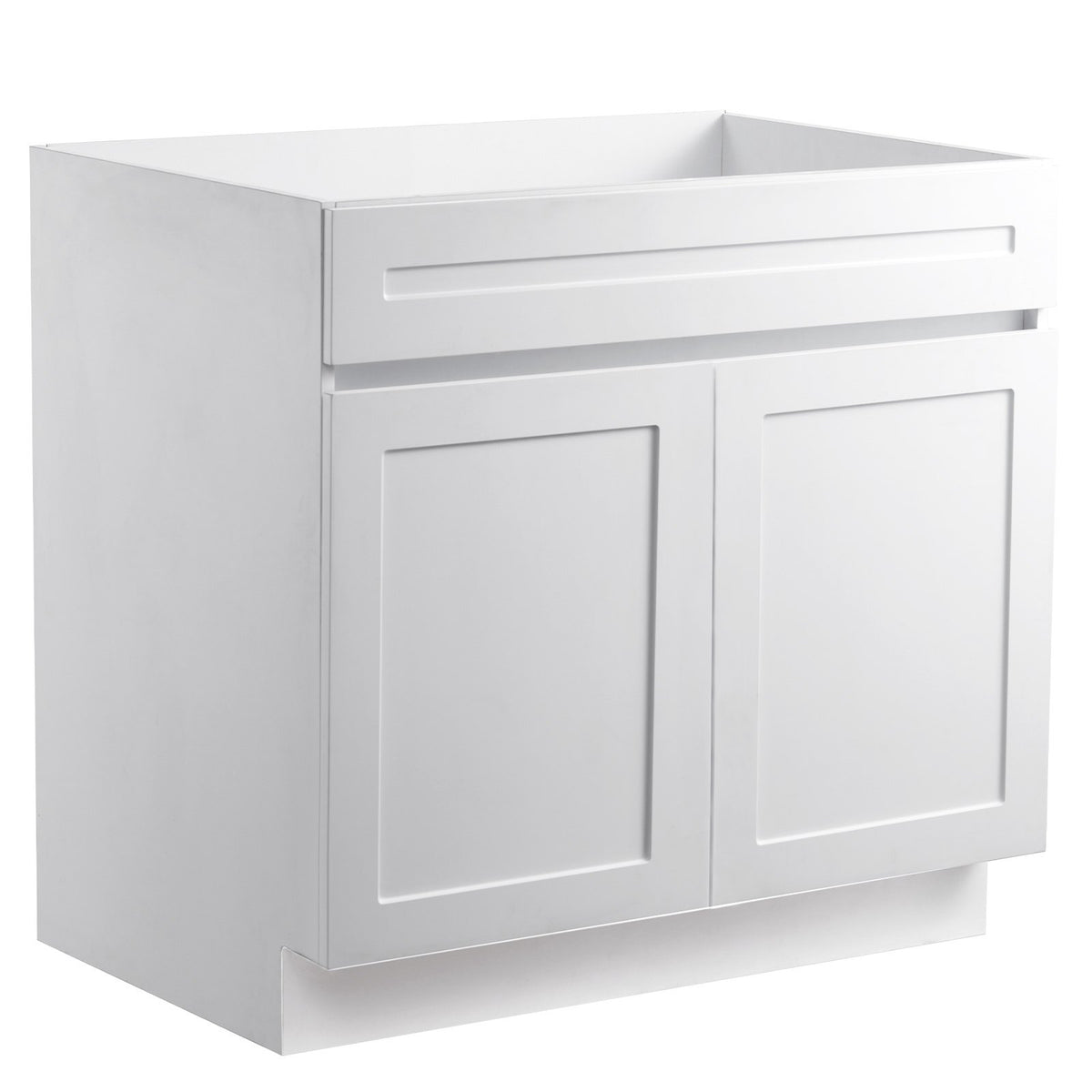 White Shaker Base Cabinet, 36-Inch Unassembled Sink Base Cabinet, 36" W x 24" D x 34.5" H Ready to Assemble Cabinet with Soft-Close Doors and Adjustable Shelf, for Home Office