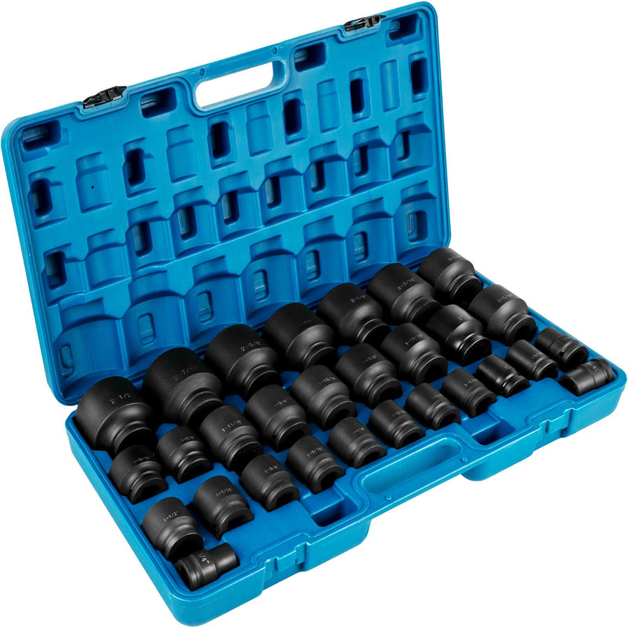 Impact Socket Set 3/4 Inches 29 Piece Impact Sockets, 6-Point Sockets, Rugged Construction, CR-M0, 3/4 Inches Drive Socket Set Impact SAE 3/4 inch - 2-1/2 inch, with a Storage Cage