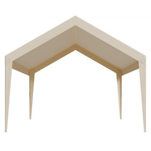 Carport Replacement Canopy, 12 x 20 ft Potable Garage Tent Top Tarp, UV-Resistant & Waterproof Car Shelter Tarp, Heavy Duty Car Port Cover with Ball Buggees, Beige, Frame Not Included