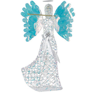 5.2 FT Lighted Angel Christmas Decoration 3D Glittering Halo Angel with Flute - Color: White