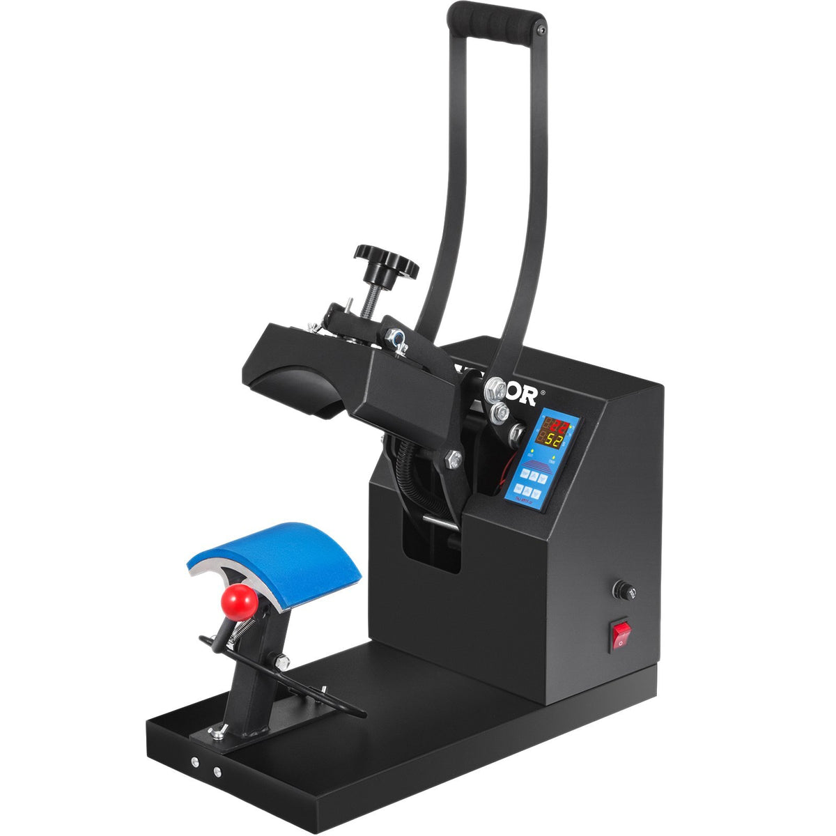 Heat Press 6x3.75Inch Curved Element Hat Press Clamshell Design Heat Press for Hats Rigid Steel Frame No Stick Digital LCD Timer and Temperature Control (6x3.75Inch Clamshell Design)