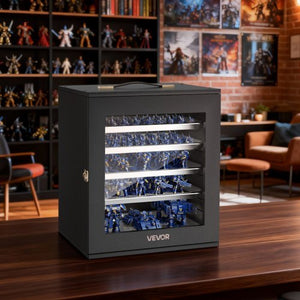 Miniatures Storage Case, Warhammer Carrying Case Fits for 2500-3500 Scale Models, Wooden Miniatures Display Holder with 5 Tray & 13 Slots, Miniature Case for Collectible (Minis Not Included)
