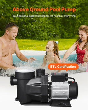 Above Ground Pool Pump, 3 HP, 149 GPM Max Flow Single Speed Swimming Pool Pump, 220V 3450 RPM 42 ft Max Head Lift with PP Shell Strainer Basket, 122?F Max Water Temp, for Hot Tubs Spas, No Plug
