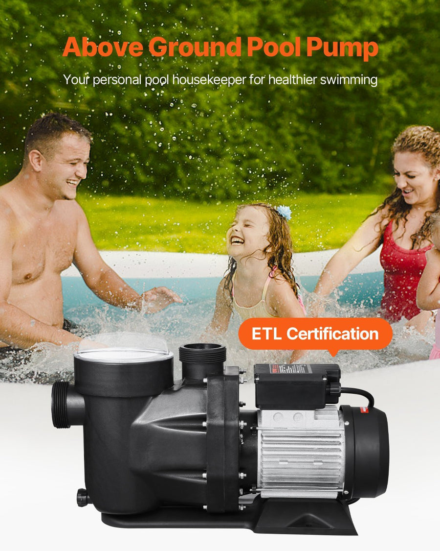 Above Ground Pool Pump, 3 HP, 149 GPM Max Flow Single Speed Swimming Pool Pump, 220V 3450 RPM 42 ft Max Head Lift with PP Shell Strainer Basket, 122?F Max Water Temp, for Hot Tubs Spas, No Plug