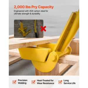 Pallet Buster Tool, 41 Inch Carbon Steel Handle Wrecking Pry Bar, 2000 lbs Weight Capacity, Heavy Duty Deck Board Removal Tool, Breaker Bar for Flooring, Framing, Roofing, Trim, Drywall