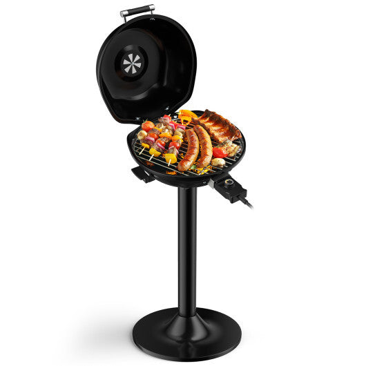 1600W Portable Electric BBQ Grill with Removable Non-Stick Rack-Black