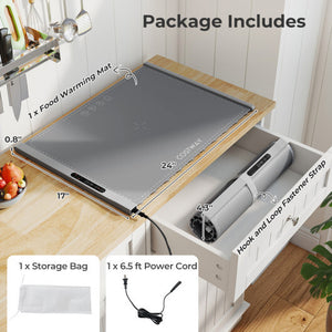 Food Warming Mat Rollable and Portable Electric Warming Tray with Fasting Heating-Gray