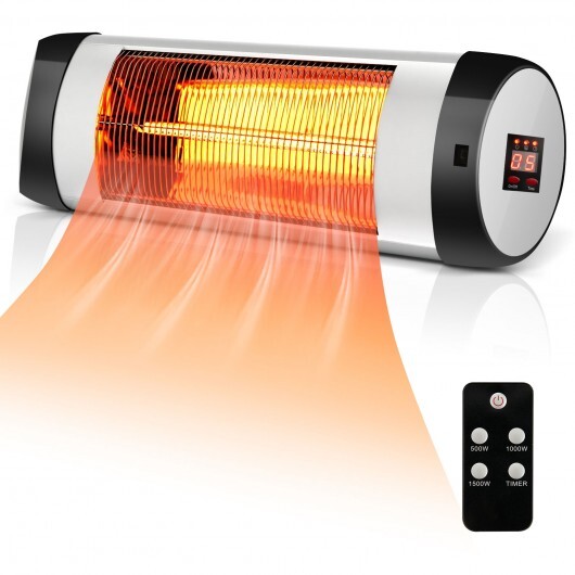 1500W Wall-Mounted Electric Heater Patio Infrared Heater with Remote Control