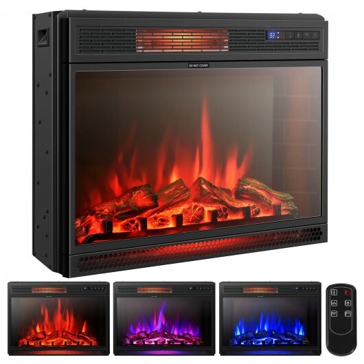 28 Inch Electric Freestanding and Recessed Fireplace with Remote