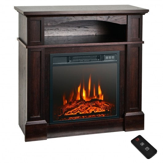 18 Inch 1400W Electric TV Stand Fireplace with Shelf-Natural