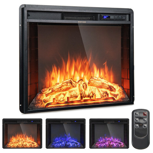 26 Inch Recessed Electric Fireplace with Adjustable Flame Brightness