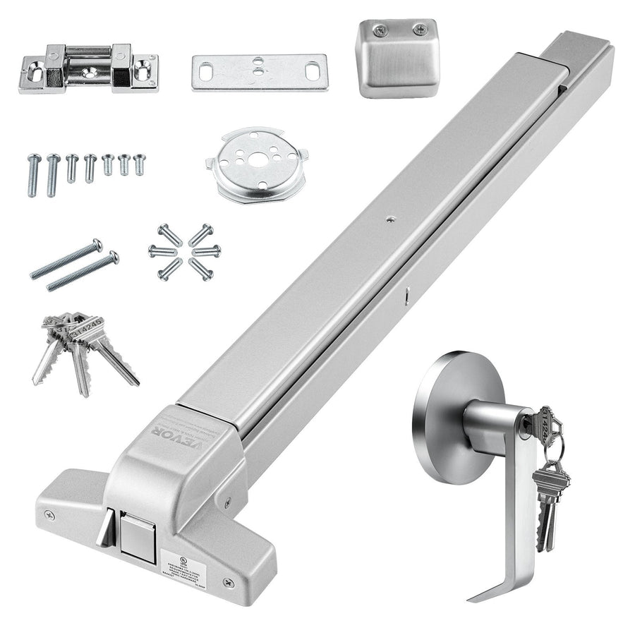 Push Bar Door Locks, Carbon Steel Panic Bars for Exit Doors, with Exterior Lever and 3 Keys, Push Bar Panic Exit Device Door Hardware for Metal Wood Door, for Left and Right Handed Doors