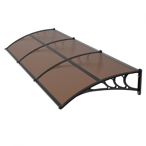 Awnings for Door Entrance, 38 x 117 in, Exterior Front Door Window Awnings with Drainage & ABS Bracket, Rain Snow Sun Protection, Overhang Polycarbonate Door Canopy for Porch Patio, Brown