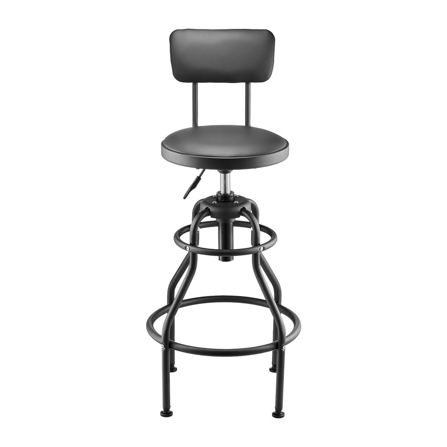 Shop Stool with Backrest, Pneumatic Garage Seat/Work Stool with 300 lbs Capacity, Adjustable Height Roller Creeper Seat, 360? Swivel Padded Workshop Stool, for Garage, Shop & Auto Repair, Black