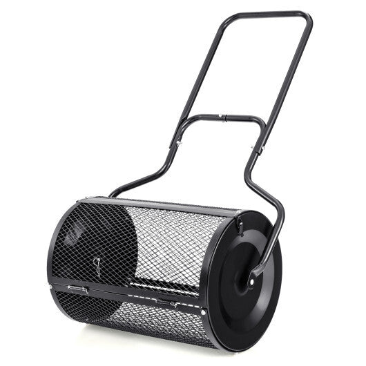 24" Peat Moss Spreader with Upgrade Side Latches and U-shape Handle-Black