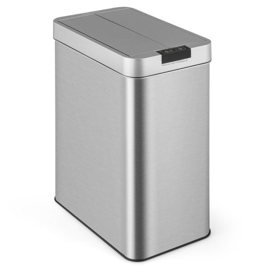 13.2 Gal Slim Kitchen Trash Can with Wing Lids and Stainless Steel Frame