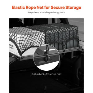 Rear Trunk Cargo Rack, for 2007-2024 Jeep Wrangler JK 4-Door Hardtops, 300 lbs Capacity, Carbon Steel Basket Tray Interior Storage Luggage Carrier with Net, Shelf Stand Organizer for Camping Trip Gear, Black