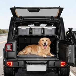 Rear Trunk Cargo Rack, for 2007-2024 Jeep Wrangler JK 4-Door Hardtops, 300 lbs Capacity, Carbon Steel Basket Tray Interior Storage Luggage Carrier with Net, Shelf Stand Organizer for Camping Trip Gear, Black