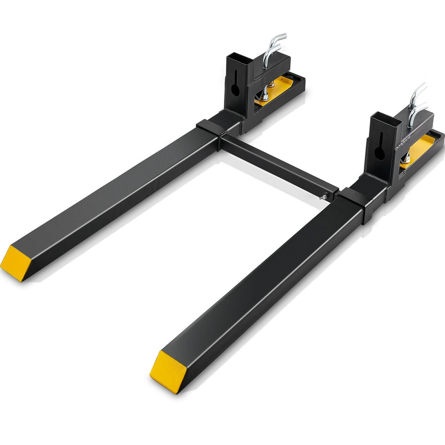 Pallet Forks, 4000 lbs Clamp on Pallet Forks, 60" Total Length Heavy Duty Pallet Forks with Adjustable Stabilizer bar, Tractor Bucket Forks for Tractor Attachments, Skid Steer, Loader Bucket