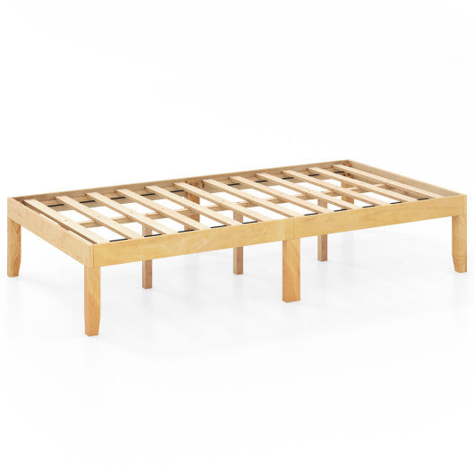 14 Inch Twin Wood Platform Bed Frame with Wooden Slats Support-Natural