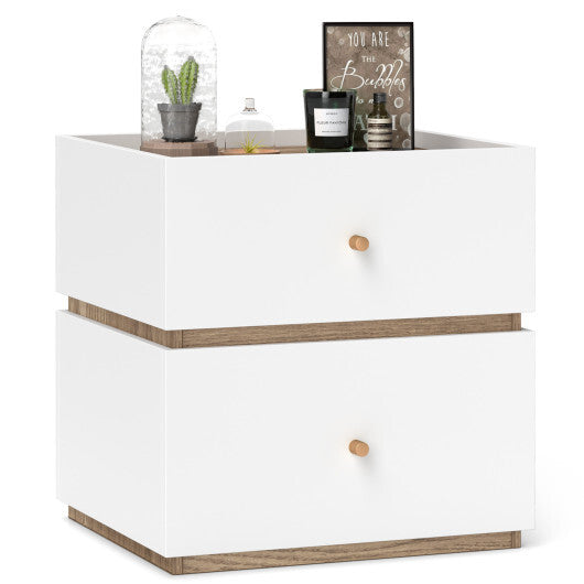 2-Drawer Modern Nightstand with Storage for Living Room Bedroom