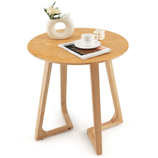 24 Inch Round End Table with Adjustable Foot Pads Natural