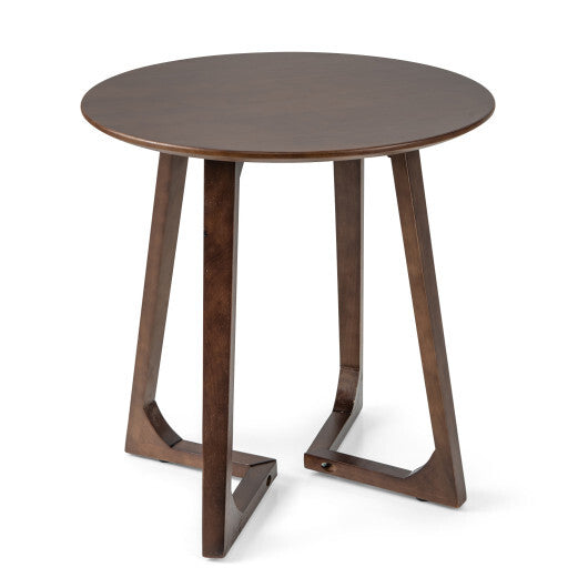 24 Inch Round End Table with Adjustable Foot Pads-Brown - Color: Brown