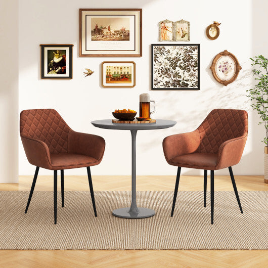 Leisure Dining Chair Set of 2 with Curved Backrest and Wide Seat-Coffee - Color: Coffee