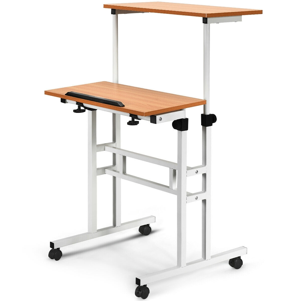 2 in 1 Height Adjustable Sit Standing Computer Desk - Color: White