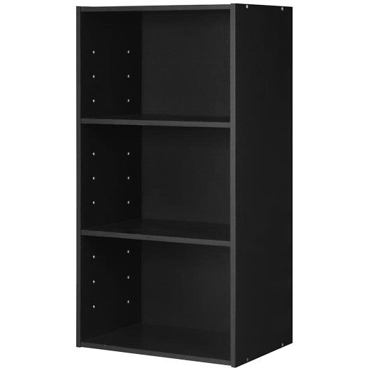 3 Open Shelf Bookcase Modern Storage Display Cabinet-Black