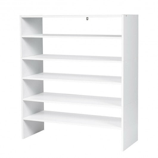 3 Pieces 31-Inch Stackable Multi-Shape Shoe Rack-White