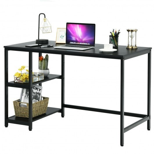 47 Inch Computer Desk Office Study Table Workstation Home with Adjustable Shelf Black-M