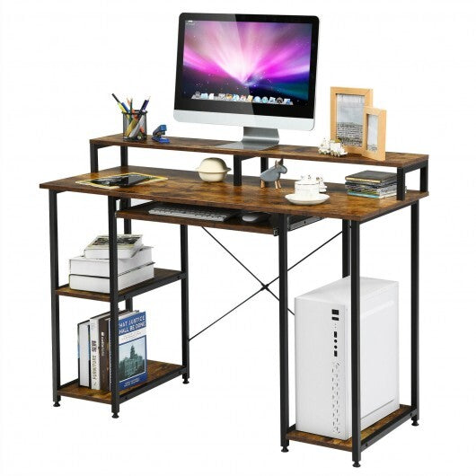 47 Inches Computer Desk Writing Study Table with Keyboard Tray and Monitor Stand