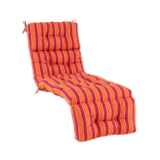 Outdoor Lounge Chaise Cushion with String Ties for Garden Poolside-Red - Color: Red