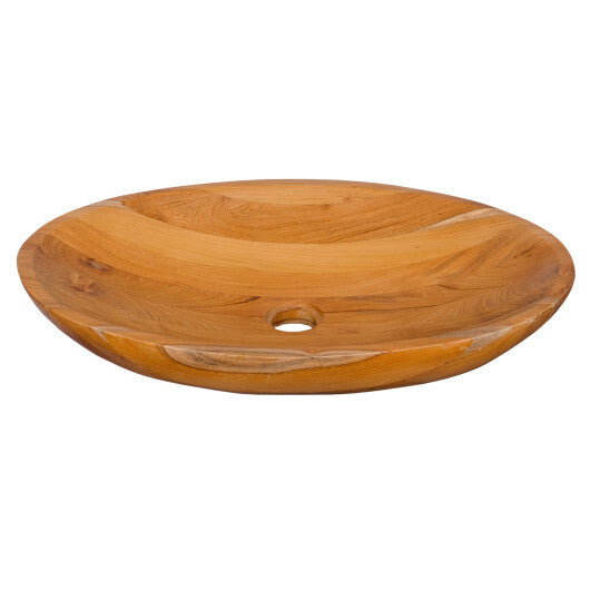 23.5 Inch x 16 Inch Teak Wood Washbasin with Drainage Hole