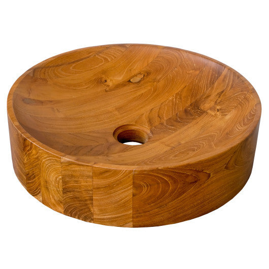 16 Inch Teak Wood Washbasin with Smooth Finish and Rounded Corners