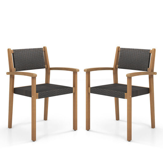 Set of 2 Stackable Outdoor Wicker Dining Chair