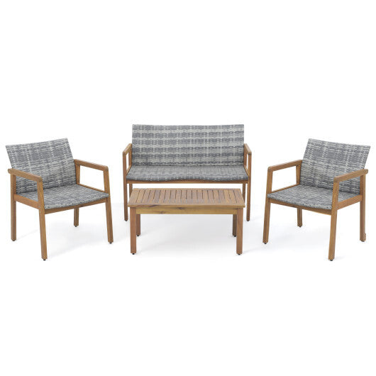 4-Piece Patio Furniture Set with Loveseat Single Chairs and Coffee Table