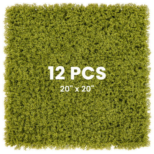 12 Pieces 20 x 20 inches Artificial Grass Wall Panels for Garden Yard Balcony-Light Green