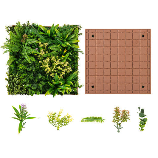 20" x 20" 3D Hanging Greenery Hedge with 11 Types of Mixed Faux Plants for Indoor Outdoor