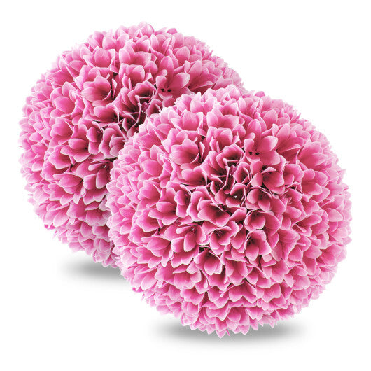 2 Pieces Artificial Plant Topiary Balls Faux Boxwood Decorative Balls-Pink