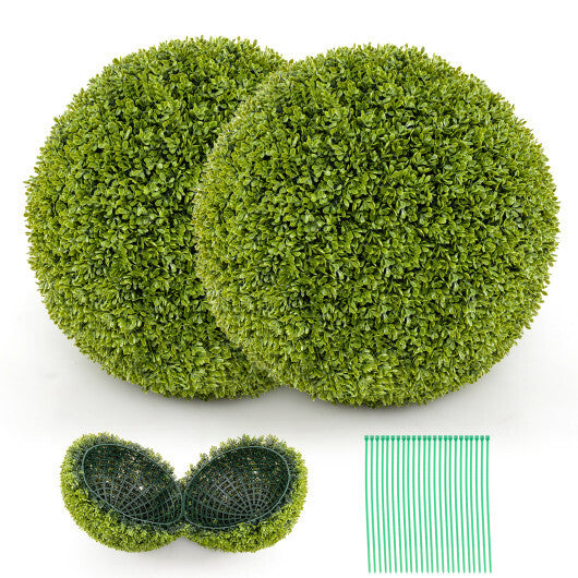 2 Pieces 20 Inches Artificial Sun-Protective Topiary Spheres for Patio Garden Front Door Balcony Backyard-M