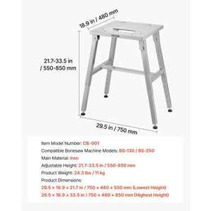 Electric Meat Bandsaw Stand, Floor Stand with Adjustable Height, Stable H-Shaped Frame, Anti-Slip Foot Pads, for Our Bone Saw Machine, Compatible with Models BS-130 & BS-250